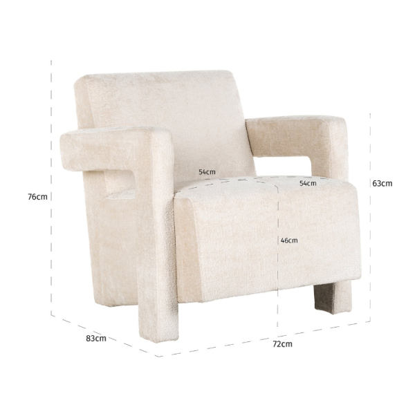 Easy Chair Devanto white chenille Richmond fotelis